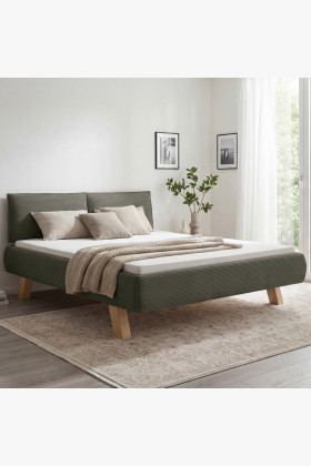 Manželská látková posteľ na nožičkách v zelenej farbe 180 x 200